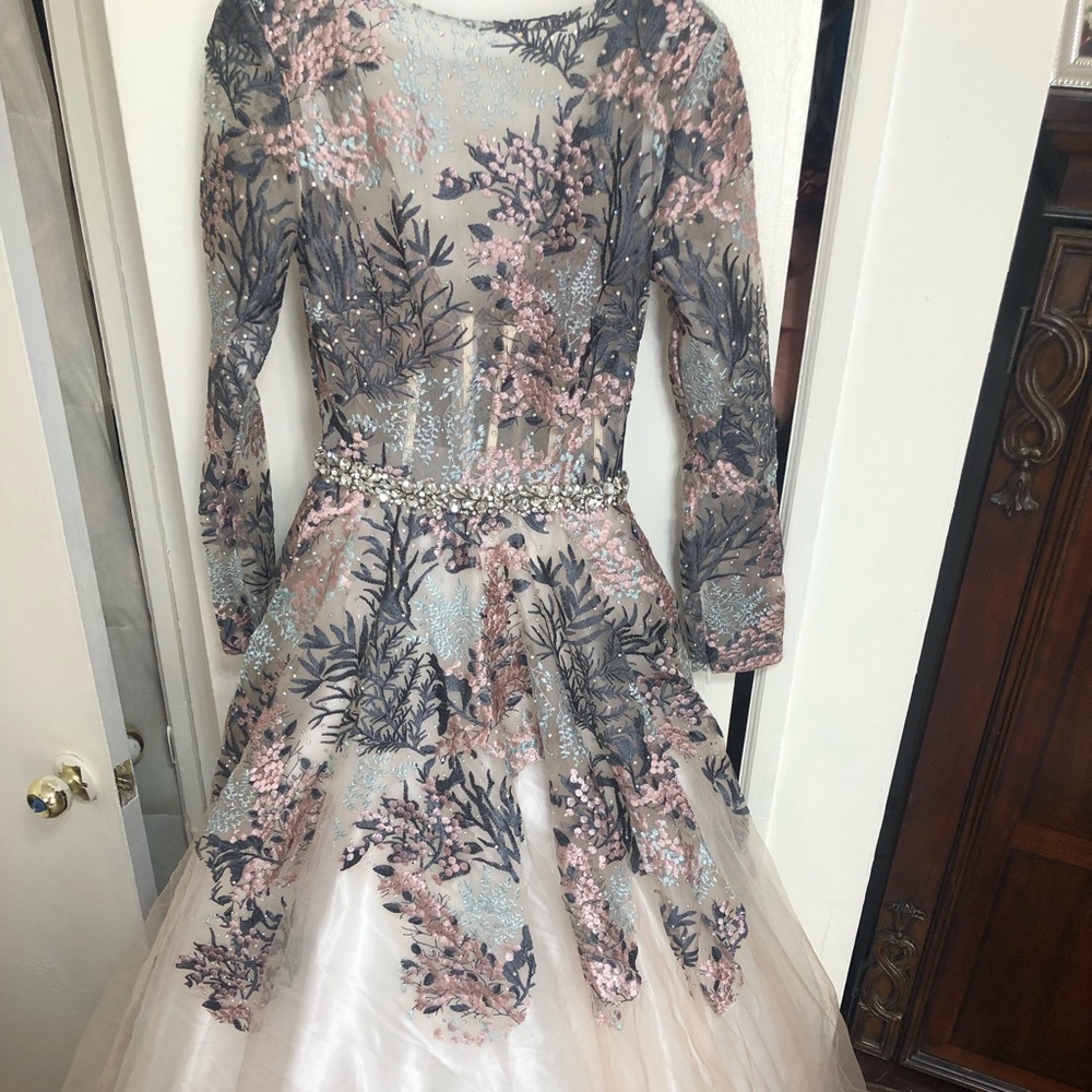 Colors Couture long sleeve ball gown